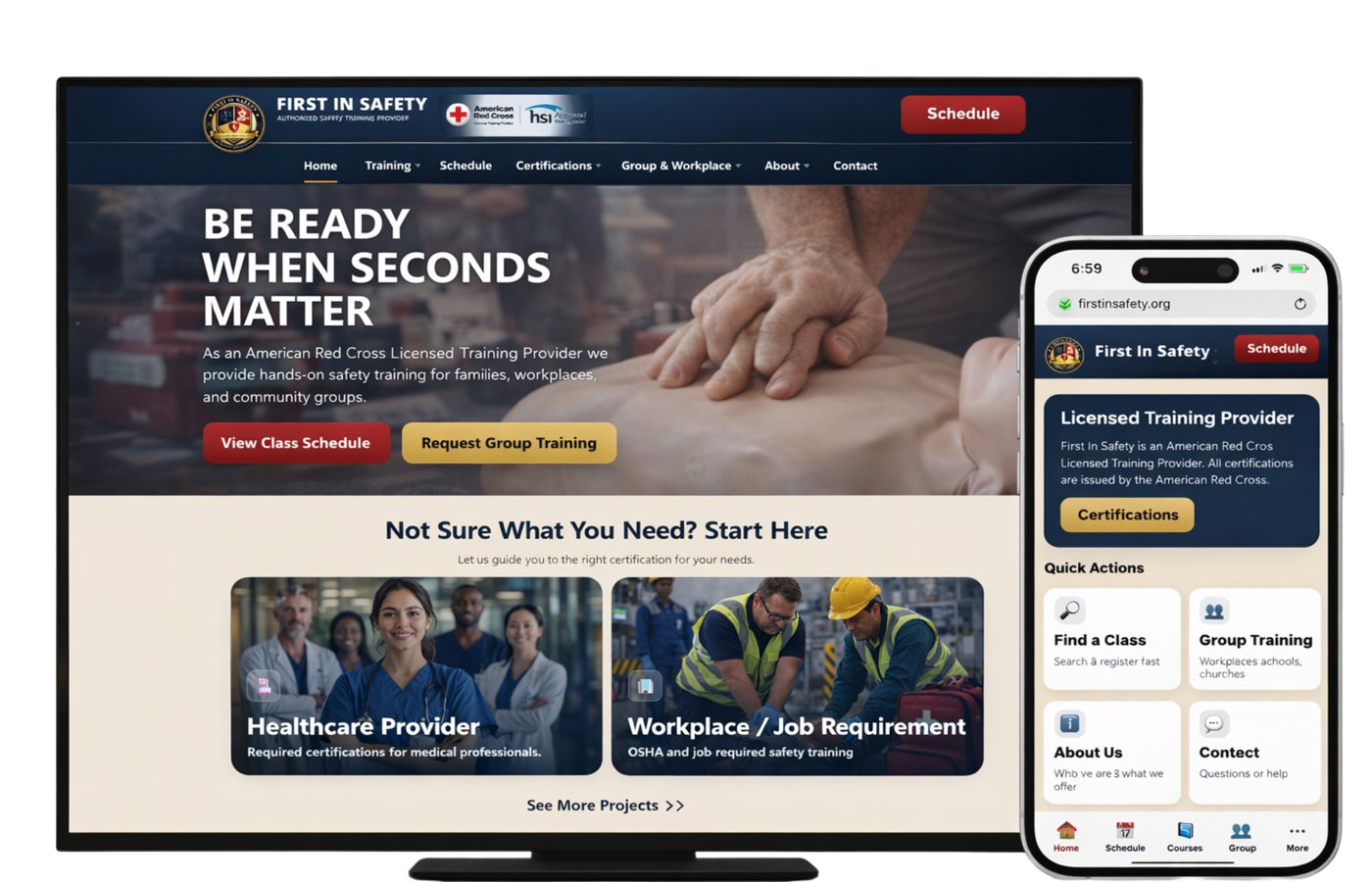 Preview of a website on desktop and mobile devices